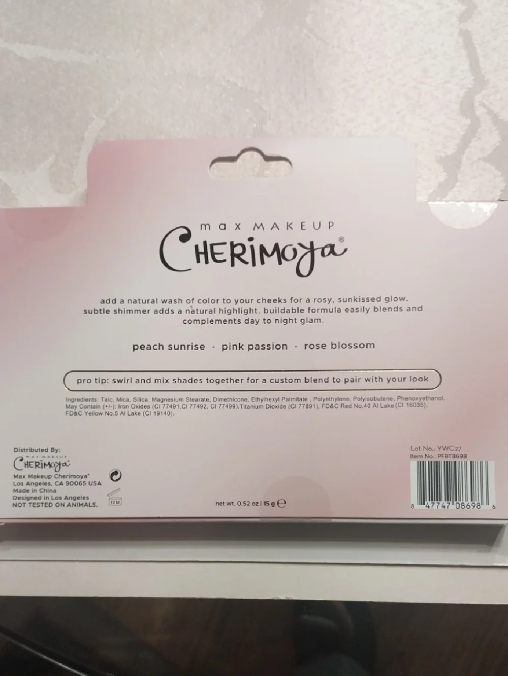 Cherimoya Max Makeup NIB Cheek Flush Blush Trio Palette Peach Pink Rose